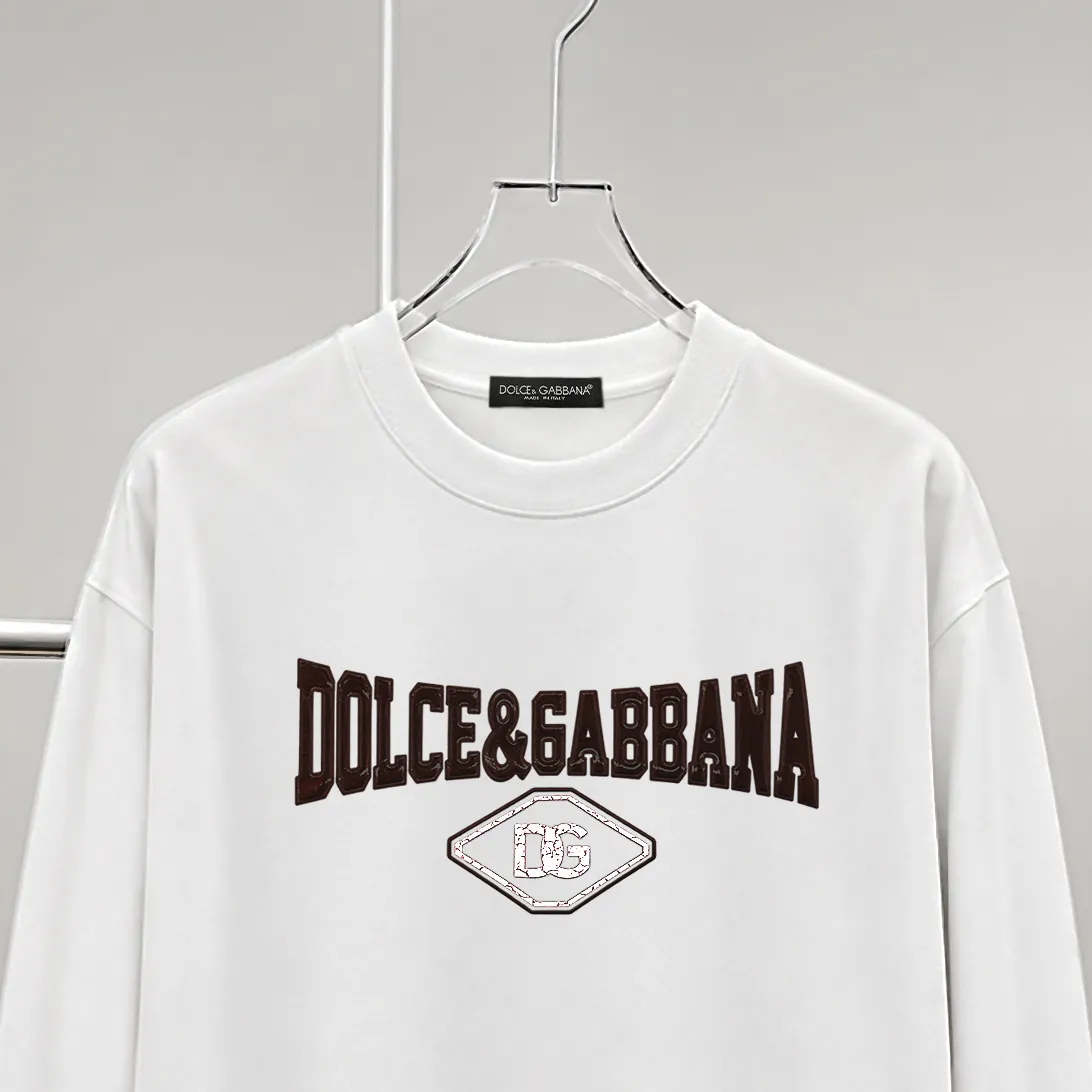 Dolc*&Gabban Dolce & Gabban Epoxy three-dimensional letters Gram double yarn pure cotton, tight yarn round neck sweatshirt upper body is very comfortable, Men's and women's Same Style long-sleeved loose sweatshirt, dropped shoulders loose fit Color: Black White Coffee Brown Size: S (90-130 pounds) M (125-150 pounds) L (135-165 pounds) XL (160-190 pounds) XXL (185 pounds)